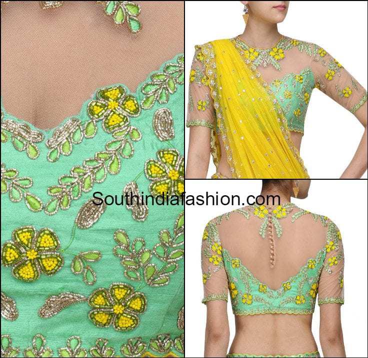 Stunning Floral Embroidered Blouse Designs by Divya Reddy South India