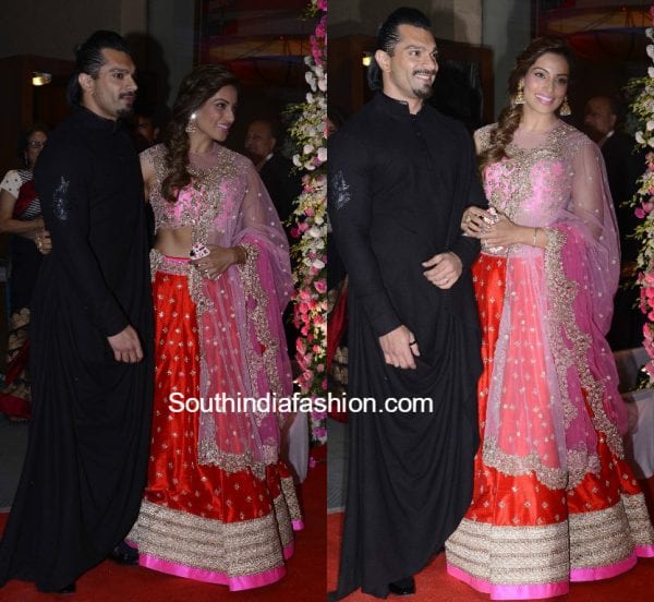 bipasha-basu-anushree-reddy-lehenga-neil-nitin-wedding-reception