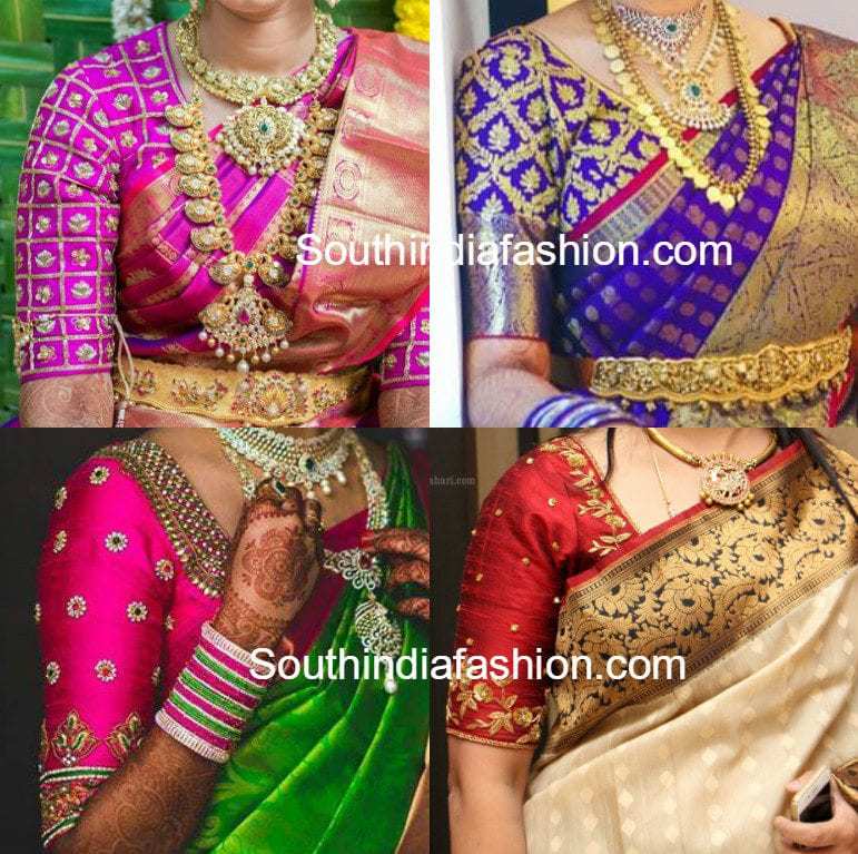 Elbow Length Sleeves Blouse Designs for Kanjeevaram Sarees – South ...