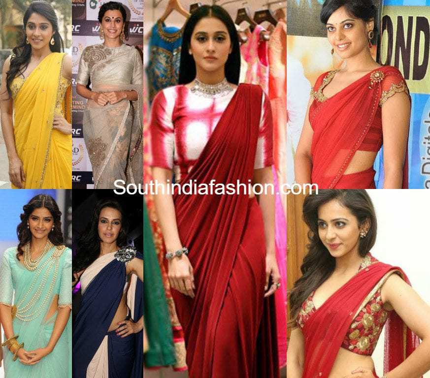 Shop for Plain Sarees with Designer Blouse Online | KALKI Fashion