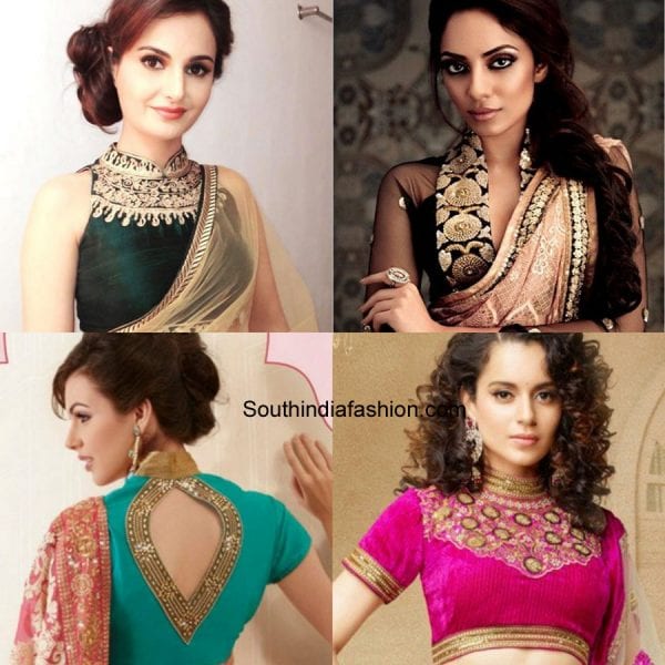 modern-saree-blouse-designs-high-neck