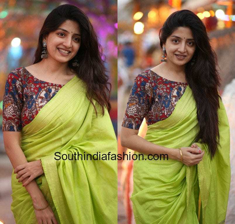 Poonam Kaur in a plain saree and Kalamkari blouse – South ...