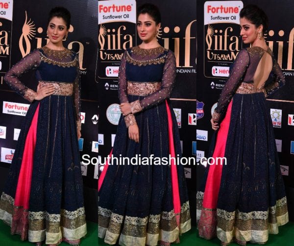 Laxmi Raai in Manish Malhotra blue anarkali iifa utsavam awards 2017 day two lakshmi-rai-manish-malhotra-anarkali-iifa-utsavam-awards-2017