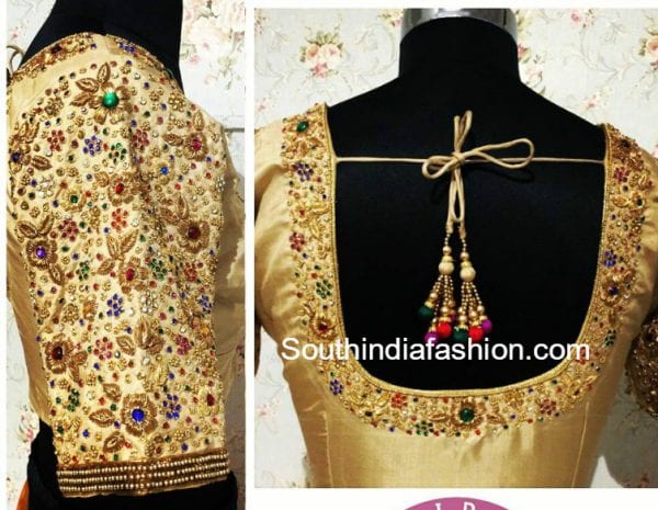 Beautiful Hand Embroidered Blouse Designs for Wedding Silk
