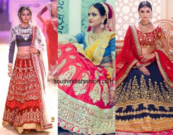 red_blue_contrast_lehengas