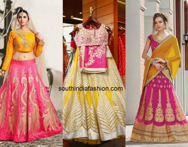 yellow_pink_contrast_lehengas