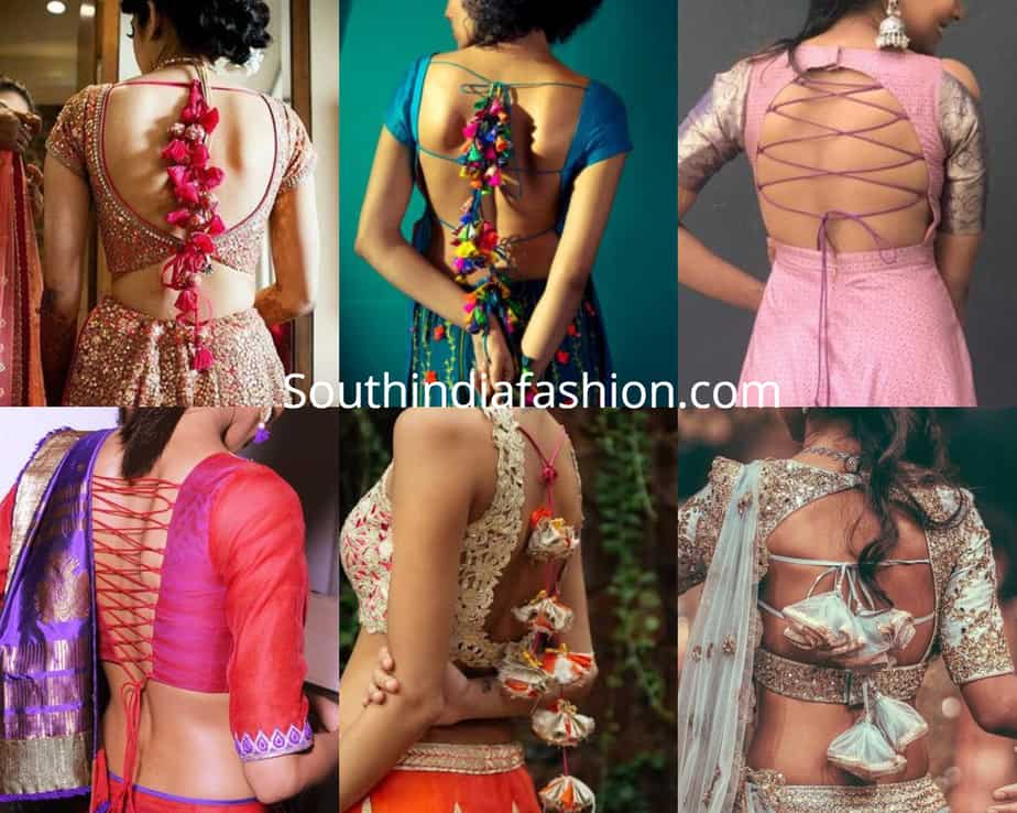 saree blouse back dori designs