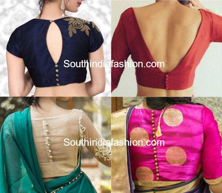 Blouse Back Neck Designs with Buttons – South India Fashion