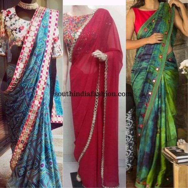 mirror work sarees