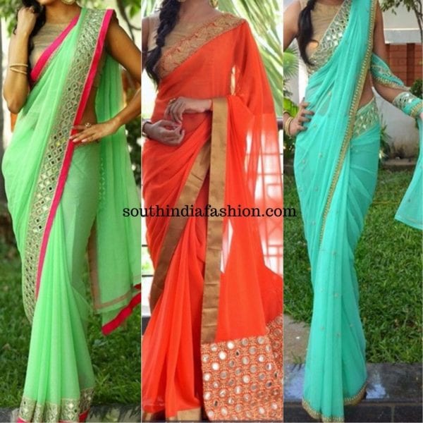 mirror work sarees