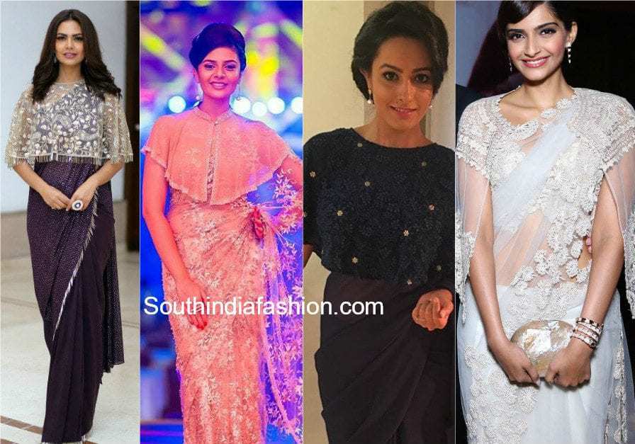 cape blouses with sarees and lehengas