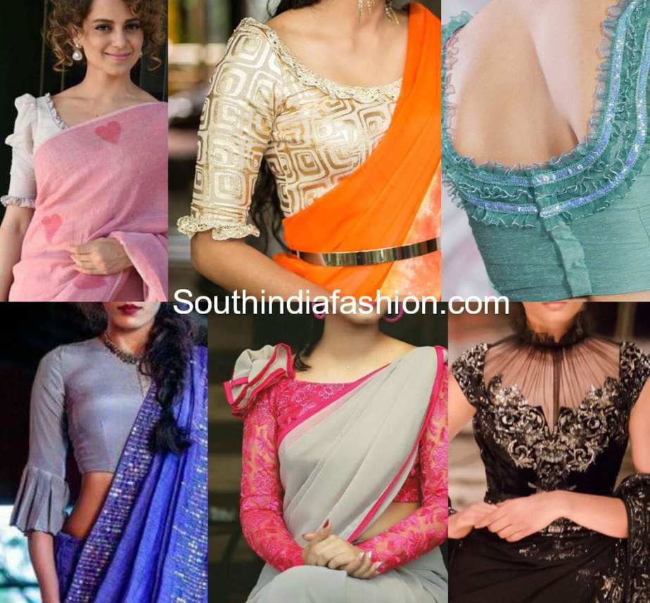 TRENDING HOT: Frilled Sleeves Saree Blouses – South India Fashion