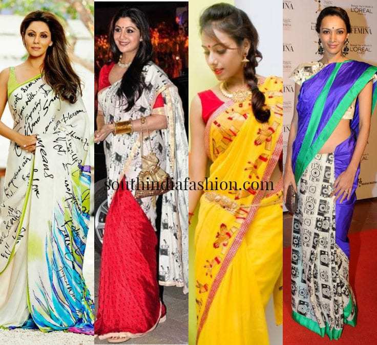 fun print sarees