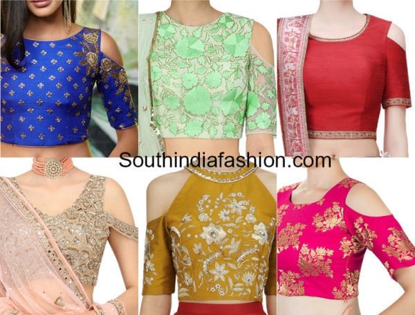 indian cold shoulder crop top designs for lehengas