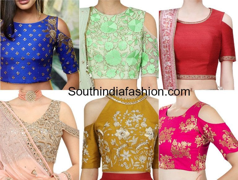 indian cold shoulder crop top designs for lehengas