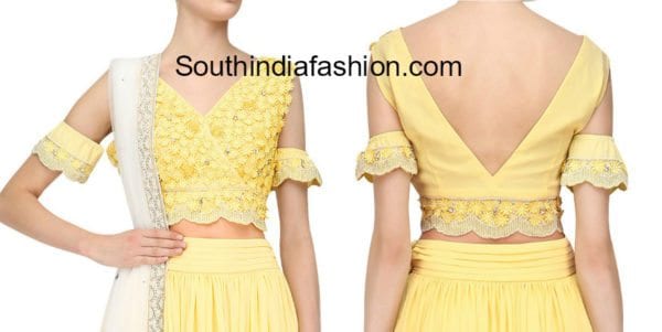 indian cold shoulder crop top designs for lehengas