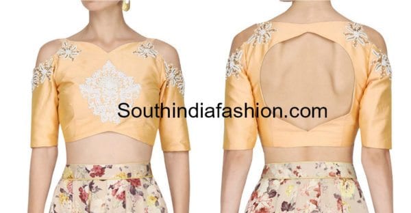 indian cold shoulder crop top designs for lehengas