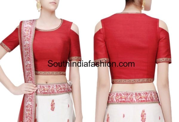 indian cold shoulder crop top designs for lehengas