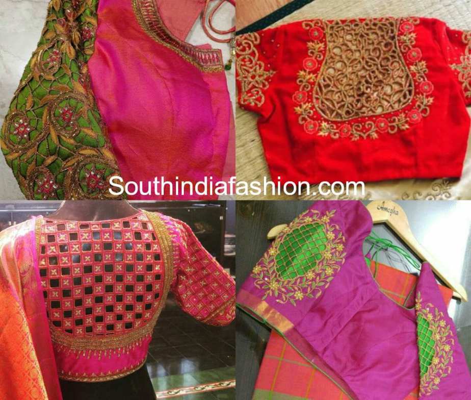 cut work blouse designs for silk sarees