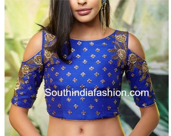 indian cold shoulder crop top designs for lehengas