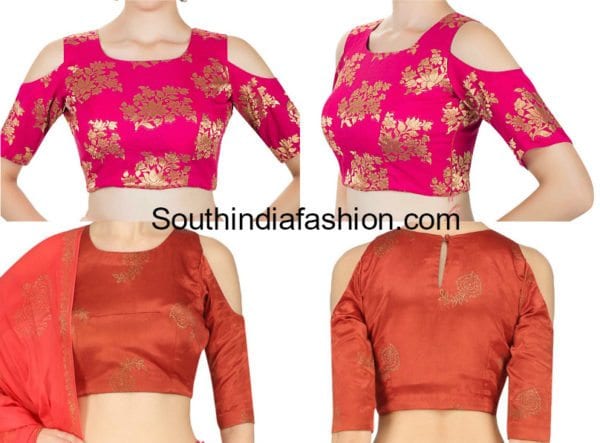 indian cold shoulder crop top designs for lehengas