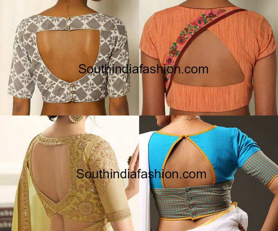 triangle shaped blouse back neck designs – south india fashion