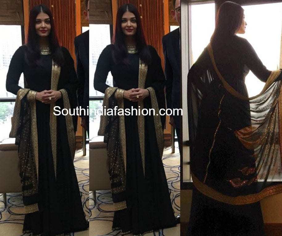 aishwarya rai bachchan black sabyasachi anarkali india film festival of melbourne