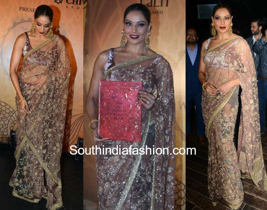 bipasha basu in sabyasachi saree at the great indian wedding book launch event