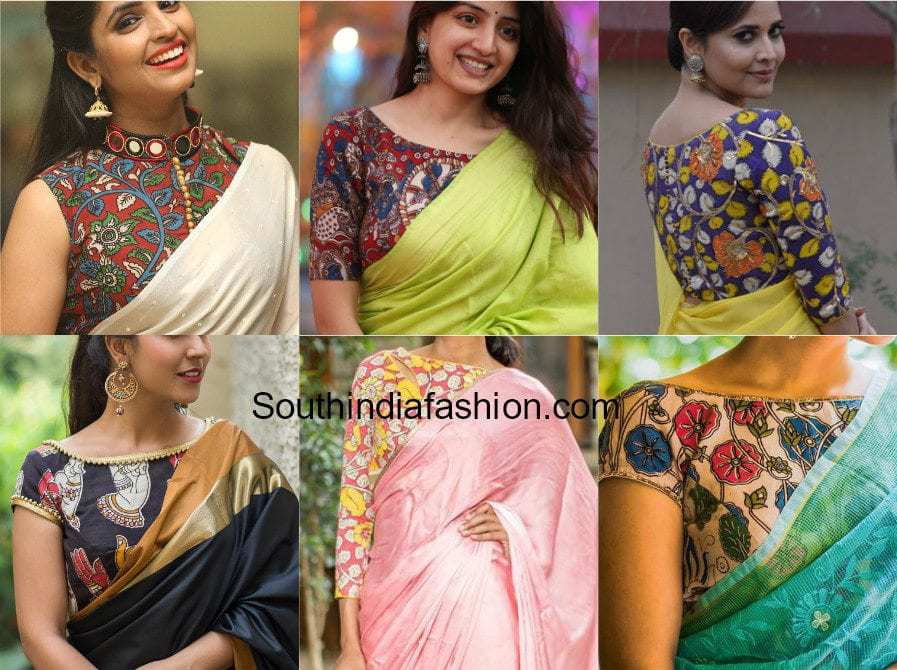 Plain Saree With Kalamkari Blouse - A Must Try Look!