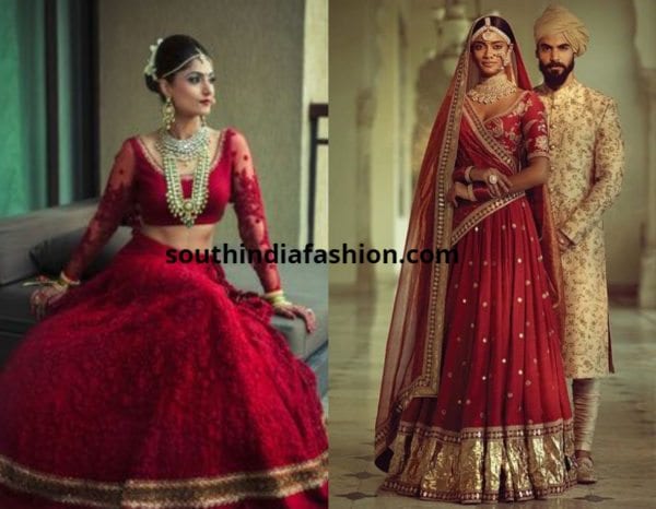 red lehenga