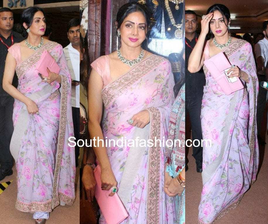 sridevi kapoor in floral sabyasachi saree at Women Entrepreneurs Exhibition