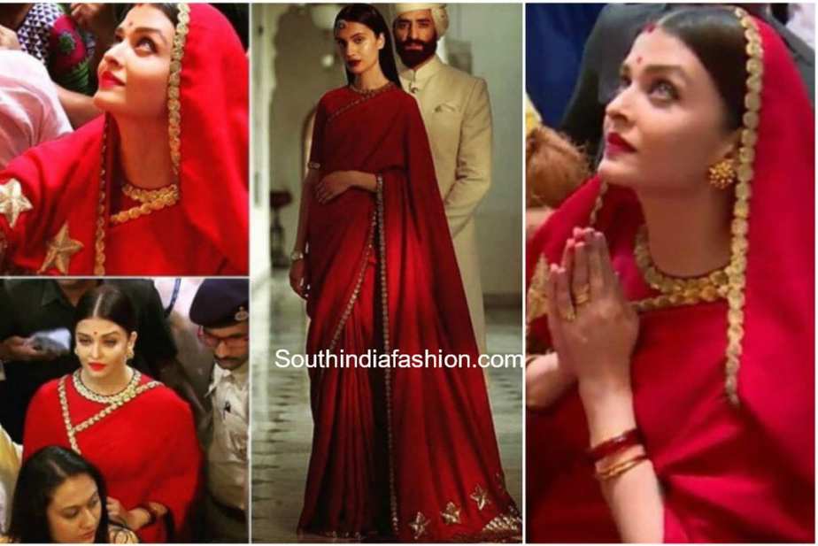 Aishwarya at Lalbag Cha Raja sabyasachi saree ganesh darshan