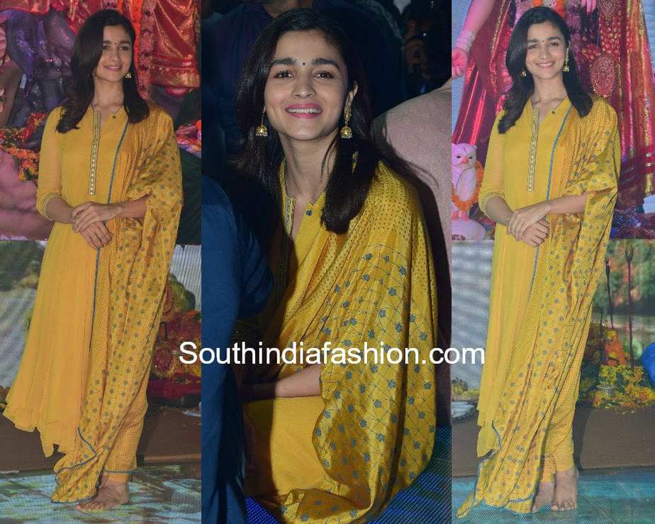 alia bhatt yellow salwar suit am:pm durga puja navami 2017