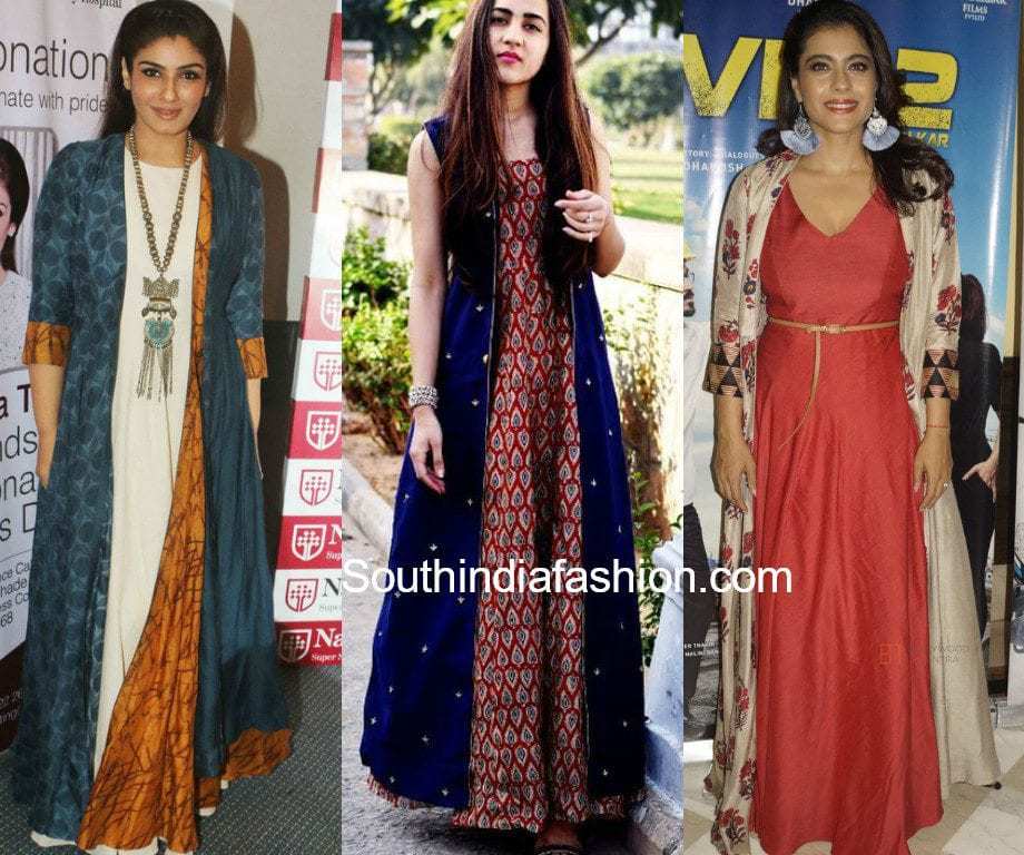 indian long jackets with maxi dress