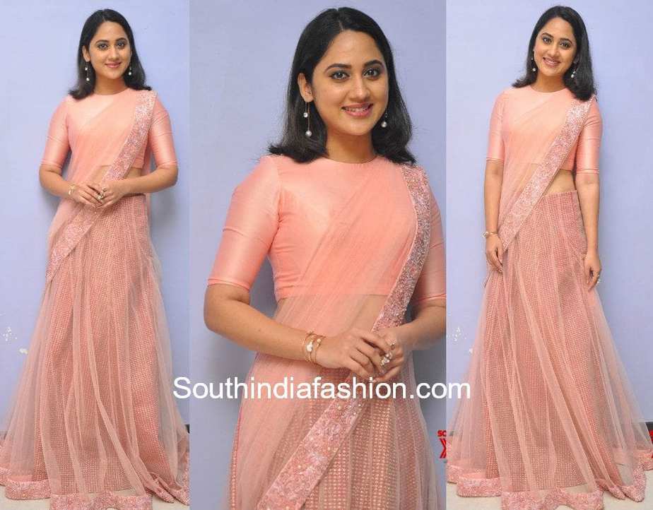 miya george peach lehenga pelli roju audio launch