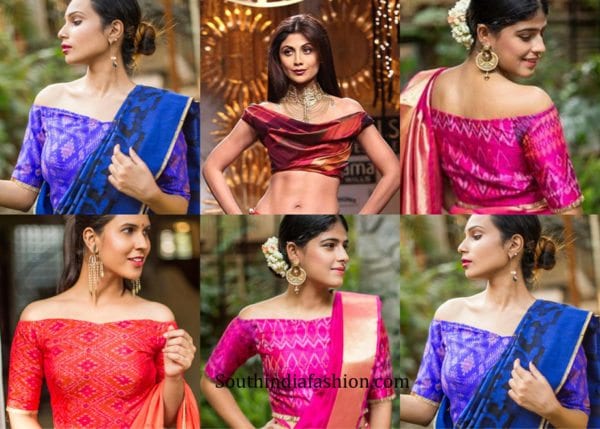 off-shoulder-blouse-designs-for-pattu-sarees