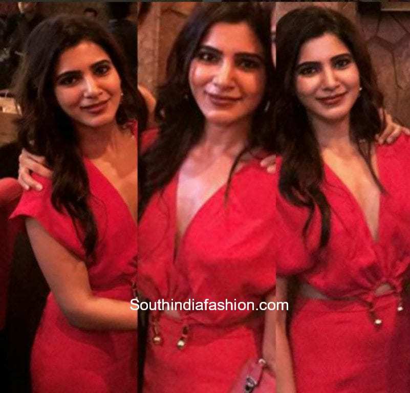 samantha prabhu bachelorette party red dress