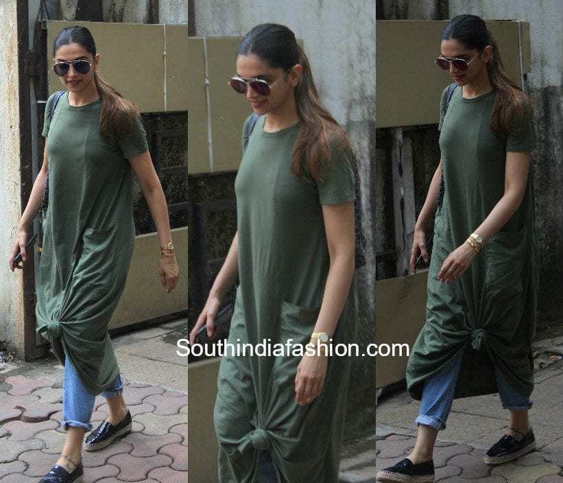 Deepika Padukone in a casual dress on denim outfit