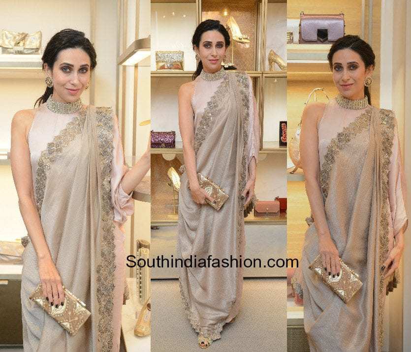 Karishma Kapoor in a contemporary ensemble by Kiran Uttam Ghosh at Jimmy Choo event