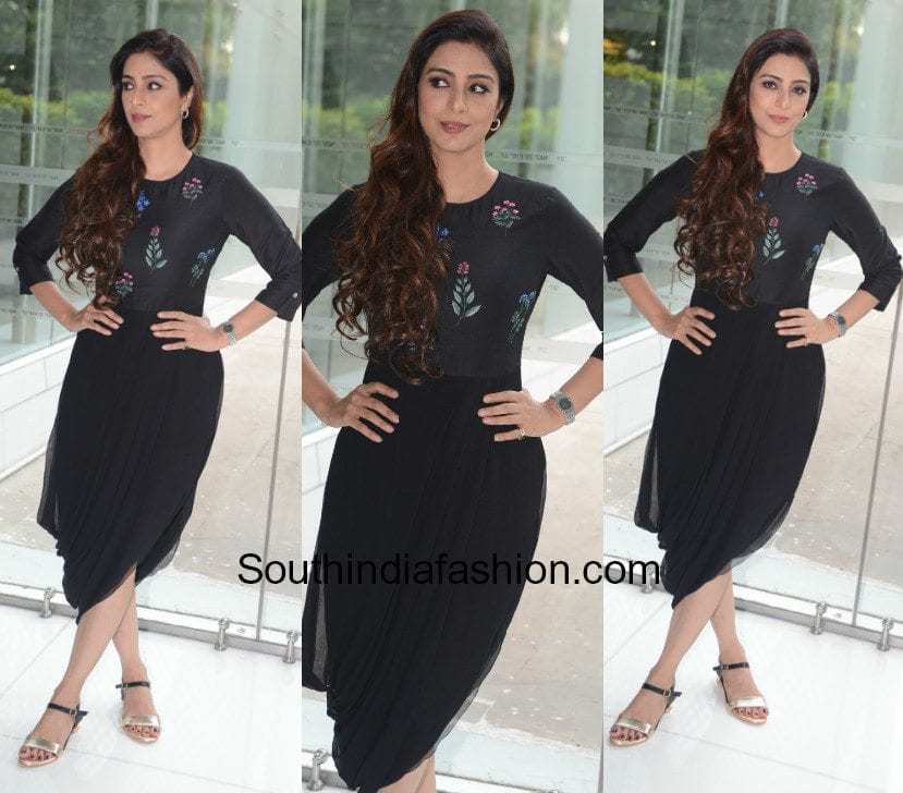 Tabu in a drape midi dress for Golmaal Again Press Conference in New Delhi