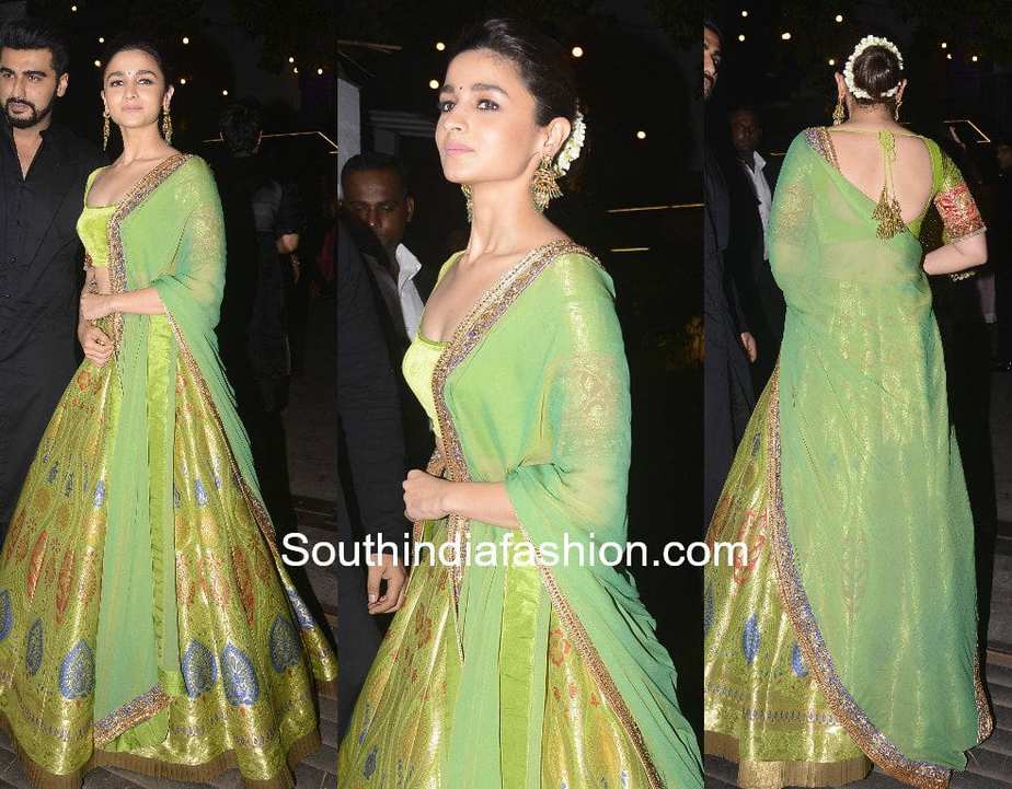 alia green lehenga