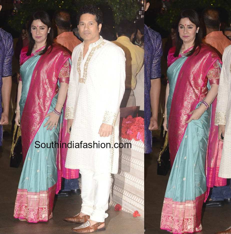 anjali tendulkar festive look saree