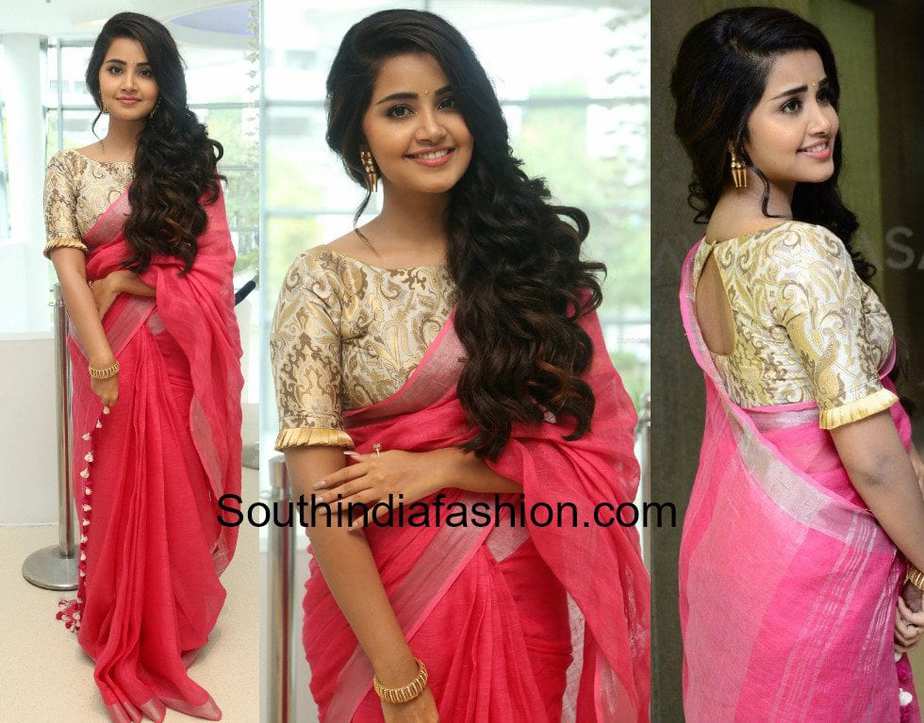 anupama parameswaran in linen saree at vunnadi okate zindagi thanks meet