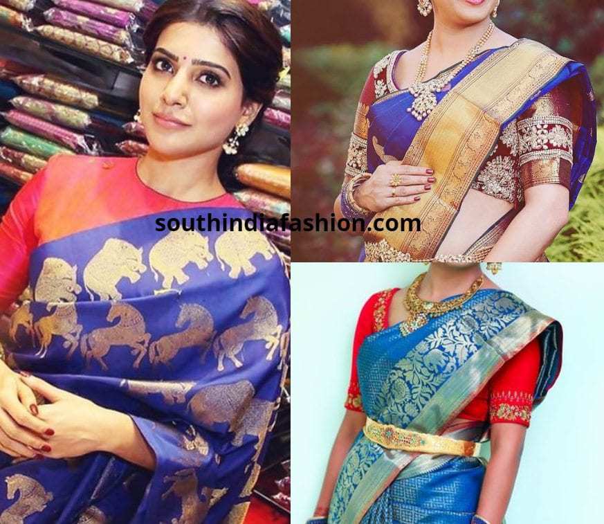 light blue saree with red blouse