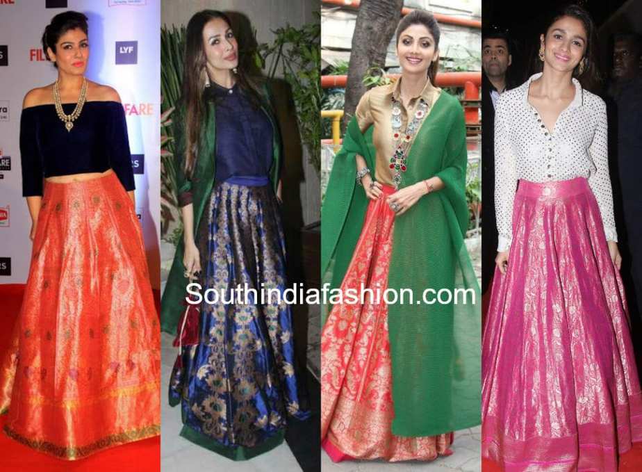 different ways to wear banarasi ethnic skirts