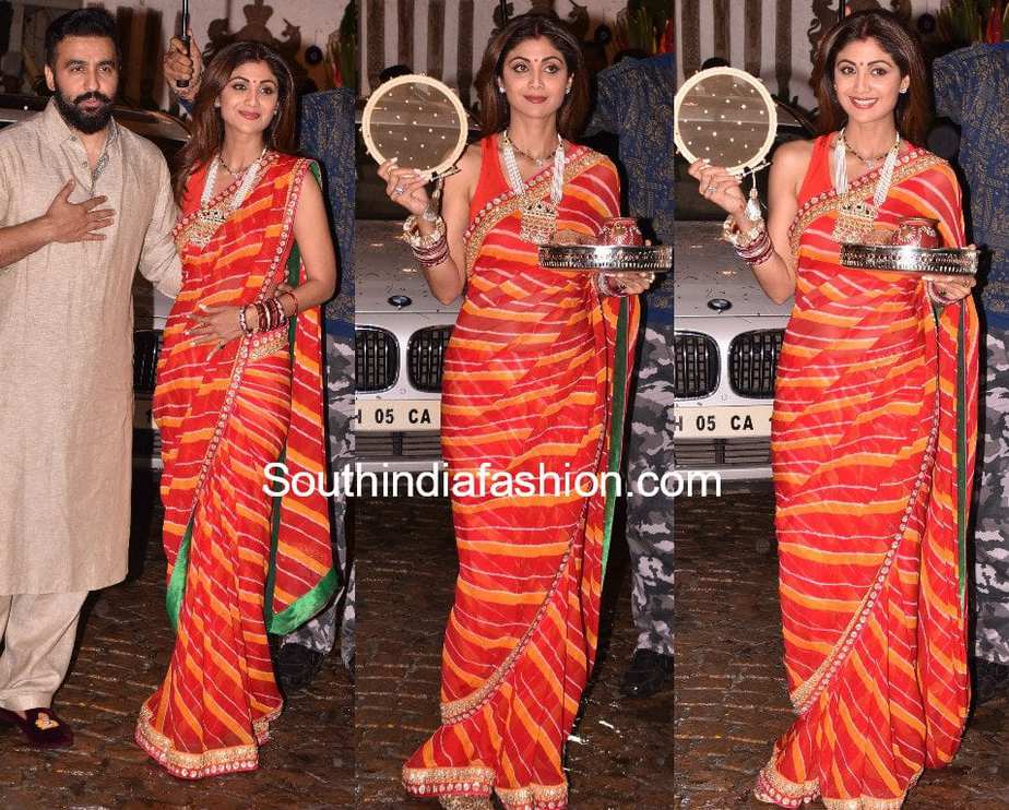 shilpa shetty saree at sunitha kapoor karwa chauth party 2017