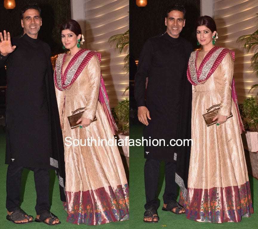 twinkle khanna in manish malhotra anarkali at ekta kapoor diwali party 2017