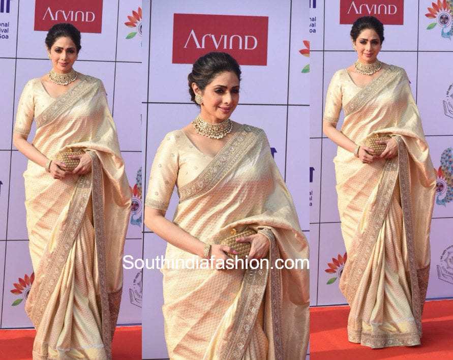 Sridevi Kapoor in a Sabyasachi saree at IFFI 2017 Goa