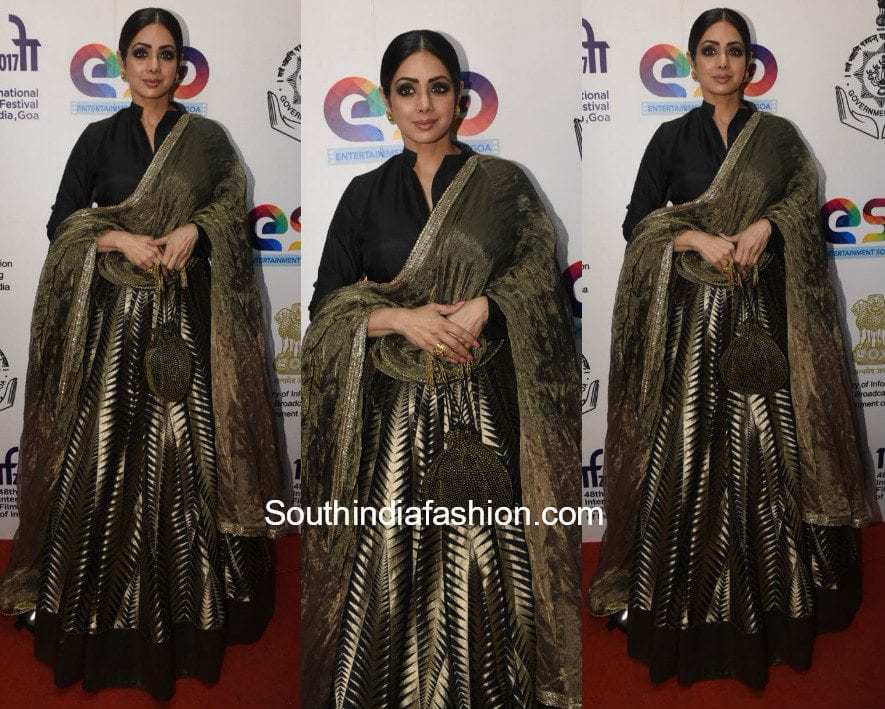 Sridevi Kapoor in a lehenga choli at IFFI 2017 Red Carpet