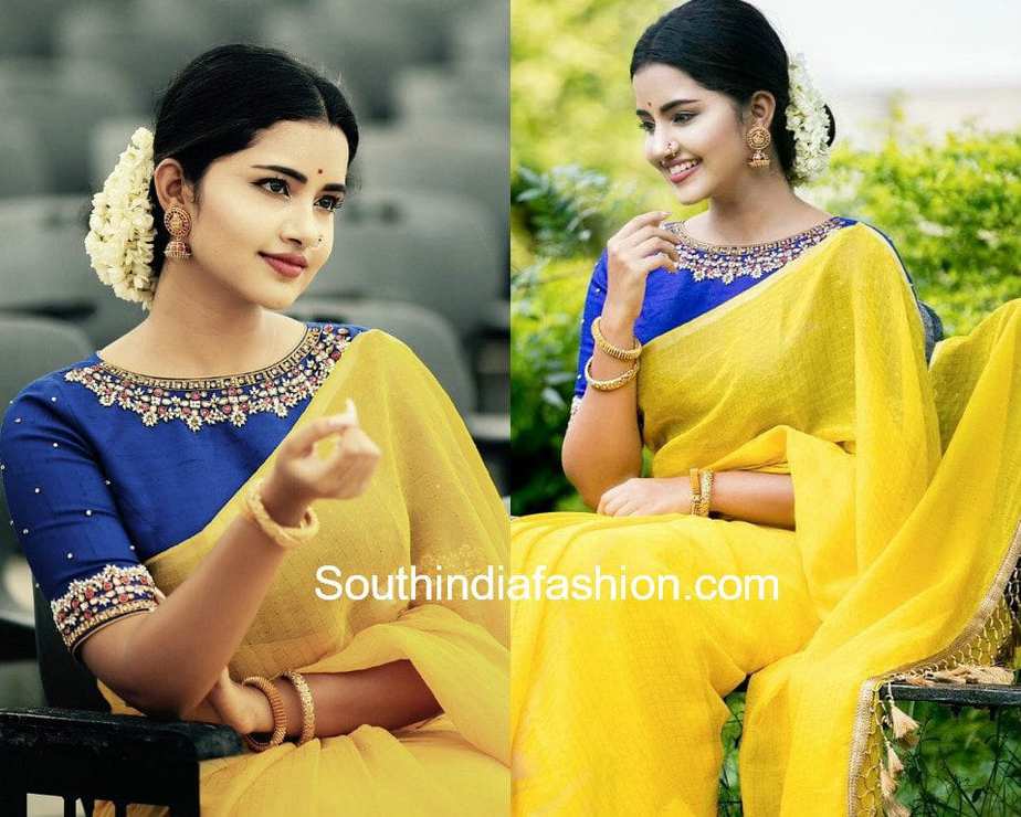 anupama parameswaran pearl work blouse